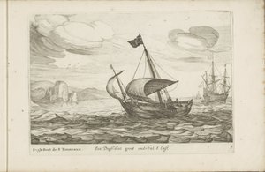 Dogger av hundestøvel En Dogh-boot groot om 8 Last / Dogh-Boot de 8 Tonneaux (tittel på objekt) Diverse skip ikke på se sert dans les Provinces Unies / Ikoner for forskjellige nederlandske skip hvis bruk hovedsakelig er i det indre farvannet i regionen