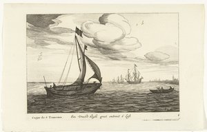 Vrachtkagen Een Vracht-kaghe groot om 6 Last / Cague de 6 Tonneaux (tittel på objekt) Hollandse scheepstypen, 1627 (serietittel) Forskjellige skip Don to se sert dans les United Provinces / Ikoner av forskjellige nederlandske skip hvis bruk hovedsakelig er