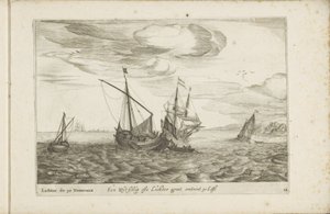 Wijdschip av lichter En Wyt-schip ofte Lichter groot ca 30 Last / Lichter de 30 Tonneaux (tittel på objekt) Diverse skip går ikke på se sert dans les Provinces Unies