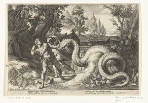 Kadmusens ledsagere fortært av en drage Metamorphoses of Ovid (serietittel) av Robert de Baudous