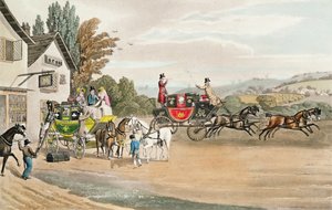 En London Mail and Stage Coach (farget akvatint)
