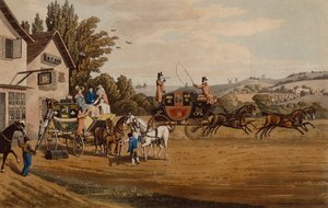 En London Mail and Stage Coach (farget gravering)