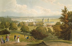 En utsikt over London tatt fra Greenwich Park, pub. 1820 av Colnaghi und Co. (akvatint)