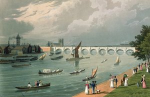Utsikt over Waterloo Bridge, pub. 1820 av Colnaghi und Co.