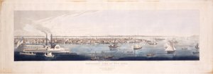 Panoramautsikt over New York, tatt fra nord [Hudson] River, 1844 (håndfarget etsning og akvatint, femte stat)