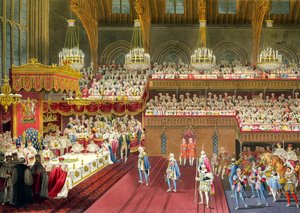 The Royal Bankett, The bringing of the first Course, 19. juli 1821 (akvatint)