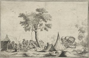 Leir med spiss telt av Robert van den Hoecke