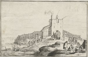 Liten festning ved en elv av Robert van den Hoecke