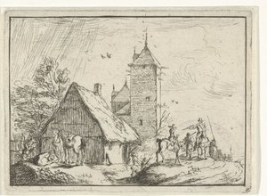 Ryttere ved et tårn Landskap med leirer (serietittel) av Robert van den Hoecke