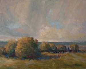 Måneoppgang, 2016 (olje på panel) av Roberta Murray