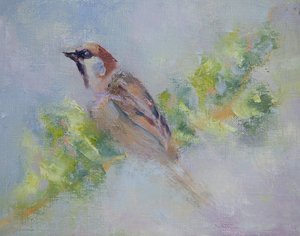 P. Domesticus, 2014 (olje på lerret) av Roberta Murray