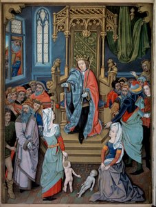 Salomos dom To kvinner later som de er mor til samme barn. Miniatyr hentet fra "" Book of Hours av Charles d