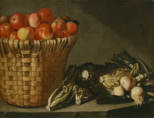 Fruktkurv, kål, chard og løk (olje på lerret) av Rodolfo Lodi