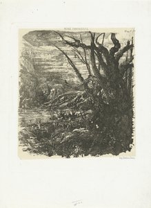 Fjelllandskap med innsjø Le lac dance les montagnes av Rodolphe Bresdin