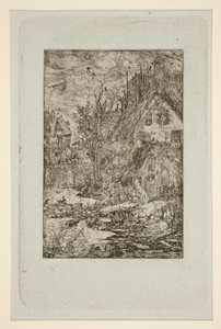 Entree de Village (hytter med stråtak) av Rodolphe Bresdin