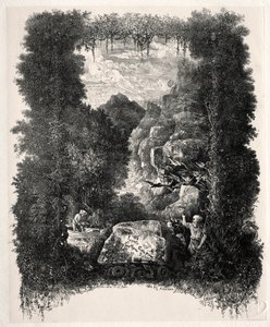 Første frontispice for Fables and Fairy-Tales av Thierry-Faletans, 1868. av Rodolphe Bresdin