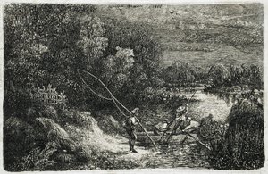 Fisker i et fantastisk landskap av Rodolphe Bresdin