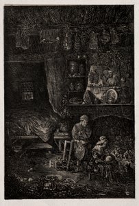 Flamsk interiør, 1856. av Rodolphe Bresdin