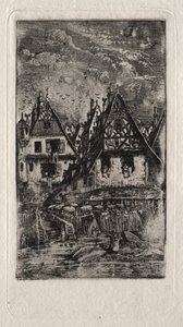 Markedsplass med parasoller av Rodolphe Bresdin