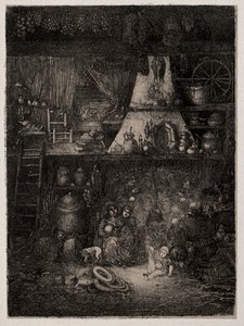Bondeinteriør i Haute-Garonne, 1858. av Rodolphe Bresdin