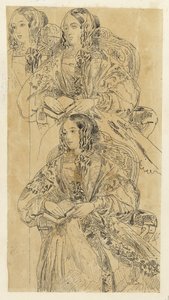 Studieark med sittende dame av Rodolphe Bresdin