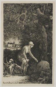 Diplomaten og maurtuen, illustrasjon for fabler og fortellinger av Hippolyte de Thierry-Faletans av Rodolphe Bresdin