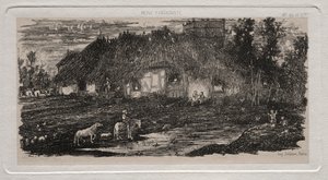 Gårdsgården, 1861. av Rodolphe Bresdin