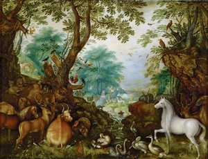 Orphee parmi les animaux - Orpheus blant dyrene - Roelant (Roelandt) Savery (1576-1639). Olje på kobber, ca 1628. Mål: 27,5x36 cm. Kunsthistorisk museum, Vienne