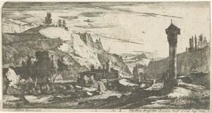 Fjelllandskap med søyle Tyrolske landskap (serietittel) av Roelant Roghman