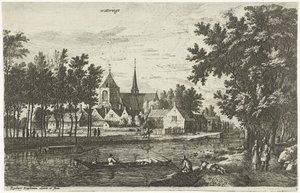 Utsikt over Wateringen Wateringe (tittel på objekt) Landsbyscener i Nord-Nederland (serietittel) av Roelant Roghman