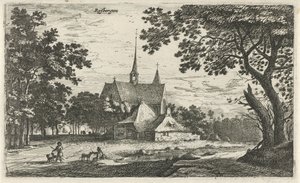 Utsikt over St. Willibrord-kirken i Klein-Zundert Rysbergen (tittel på objekt) Landsbyscener i Nord-Nederland (serietittel)