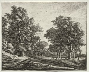 Seks utsikter i skogen i Haag: Plate 4, Geiter under trærne