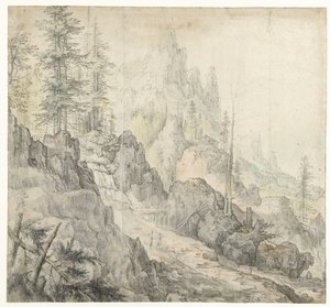 Fjelllandskap med en foss Fjelllandskap med foss av Roelant Savery