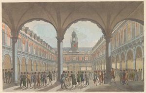 Børs i Amsterdam, ca. 1825 The Beurs in Amsterdam / La Bourse à Amsterdam (tittel på objekt)
