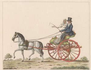 Hollandse sjees, ca. 1825 Een Hollandsche chais / En rullestol i bruk i Holland og kjent som en chais eller chees (tittel på objekt)