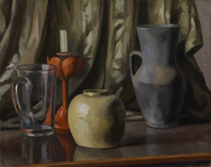 Stilleben med stearinlys og lerkar av Roger Eliot Fry