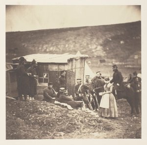 Leir for 4th Dragoon Guards, selskapelig fest, franskmenn og engelskmenn av Roger Fenton