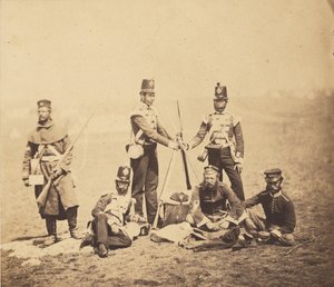 Engelsk infanteri som stabler geværer av Roger Fenton