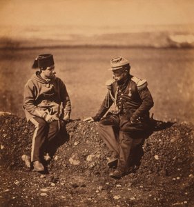 Fransk general Cisse, stabssjef for general Pierre Bosquet, og Aide-de-Camp, portrett under Krim-krigen, Krim, Ukraina av Roger Fenton