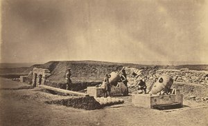 Mørserbatterier foran Picquet House, den lette divisjonen av Roger Fenton