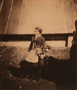 Vivandière, portrett i full lengde av franske Cantinière iført Zouave Regiment-kjole, Krim-krigen, Krim, Ukraina av Roger Fenton