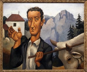 Hjorten. Maleri av Roger de La Fresnaye (1885-1925), olje på tre av Roger de La Fresnaye