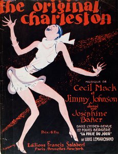 Josephine Baker (1906–75) danset Charleston, plakat som annonserte et show på Folies Bergere av Roger de Valerio