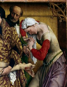 Avsetning eller nedstigning av korset. Detalj av Sainte Marie Madeleine. Rogier altertavle (Roger) Van Der Weyden (1400-1464) 1435 Dim. 2,20 x 0,35 m Madrid, Musee du Prado - Avsetningen eller nedstigningen fra korset. Detalj av Saint Mary Magdalene. Alter av Rogier van der Weyden