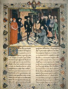Jean Wauquelin (død 1452) presenterer oversettelsen av kronikkene fra Hainaut til Filip III av Burgund av Rogier van der Weyden