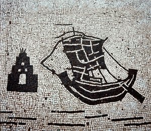Et skip i Ostia havn (mosaikk av Roman