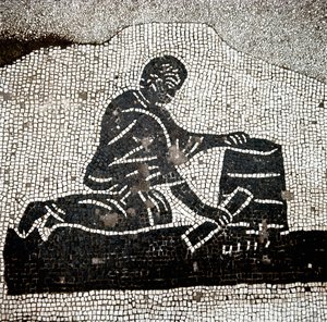 En arbeider som fyller en skjeppe (mosaikk av Roman