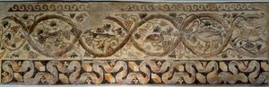 Antikkens Roma: mosaikk av årstidene som representerer blomster og dyr. Fra gårdsplassen til Constantine-villaen til "" Daphne"". Fra Antiokia (dagens Antakya) i Tyrkia 325-330 e.Kr. Paris, Louvre-museet av Roman