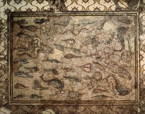 Romersk kunst: mosaikk av fisk. Begynnelsen av det 3. århundre. Tarragona. Nasjonalt arkeologisk museum. av Roman