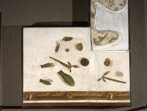 "Asarotos" (gulv unsweept) Fragmenter av mosaikk signert av Harakliton fra Roma, 2. århundre e.Kr., Roma av Roman